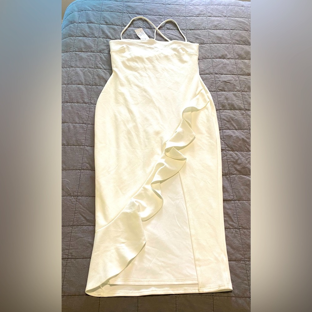 NWT White Strappy Ruffled Dress by Windsor |Size Large - Picture 2 of 13